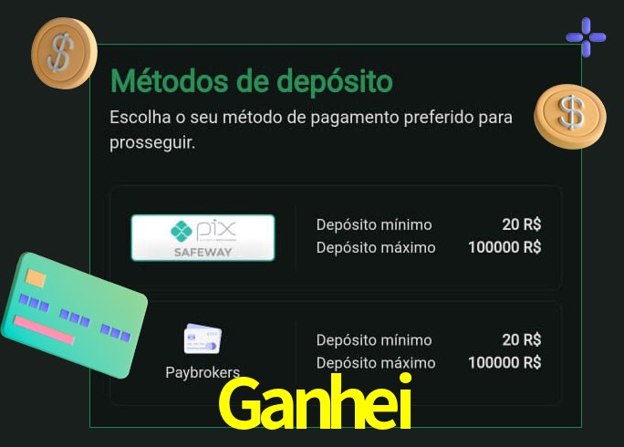 O cassino Ganhei oferece uma grande variedade de métodos de pagamento